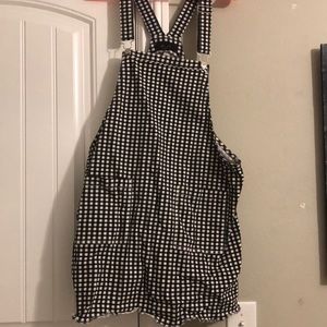 Plus size checkered overall dress